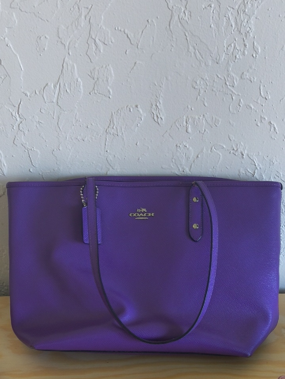 Coach Purple Leather Tote with Gold Logo Hardware**See Pictures**